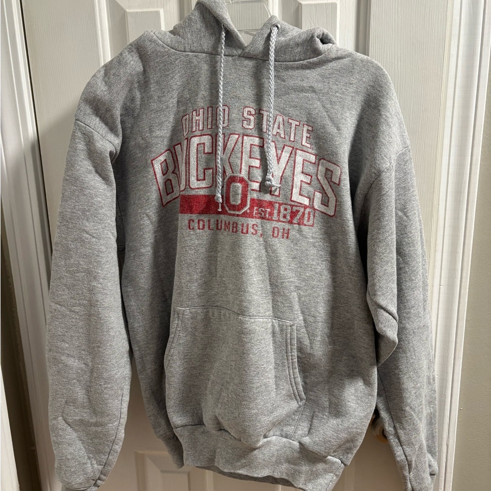 Ohio State Buckeyes Gray Graphic Hoodie - Hanes Comfort Blend - Size Medium
